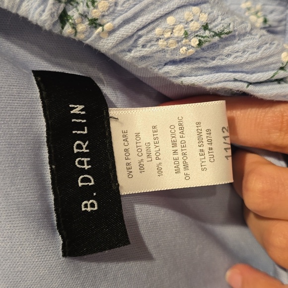 B Darlin Light Blue Floral Dress with Puff Sleeves - Picture 3 of 4